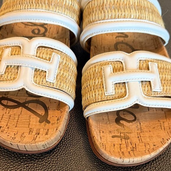 Sam Edelman Rowan Basketweave White and Tan Slide Sandals size 8 - Picture 9 of 10